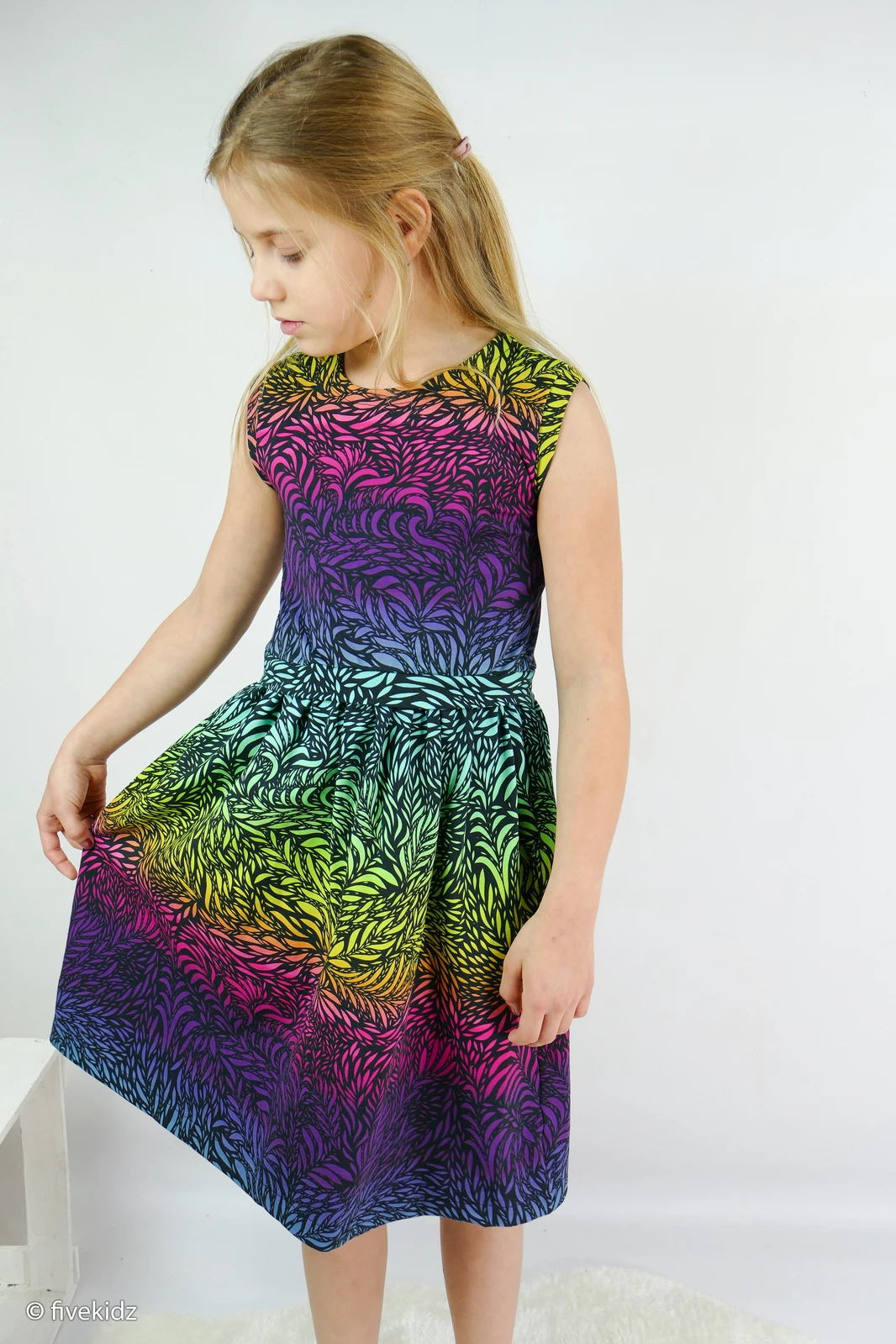 European Cotton Elastane Jersey, Oeko-Tex, Breeze Rainbow Black 5 European Cotton Elastane Jersey, Oeko-Tex, Breeze Rainbow Black - Image 5