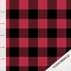 Tygdrommar, GOTS Organic Jersey, Plaid Red/Black
