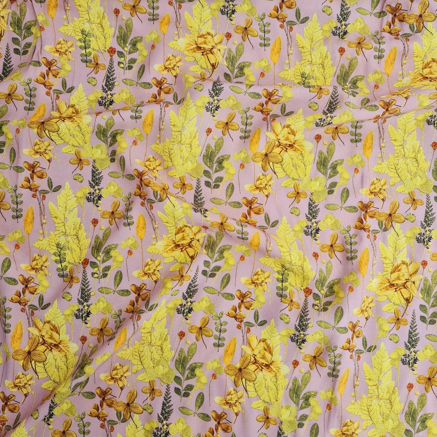 European Woven Viscose, Oeko-Tex, Blooming Fields Yellow 1 European Woven Viscose, Oeko-Tex, Blooming Fields Yellow