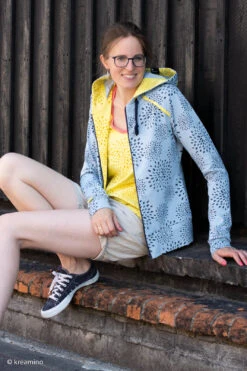 *REMNANT 2 PIECE* European Cotton Elastane Jersey, Oeko-Tex, Star Bursts & Grid Amber/Tangerine -Tailor Supplies Sales 2024 8023 5