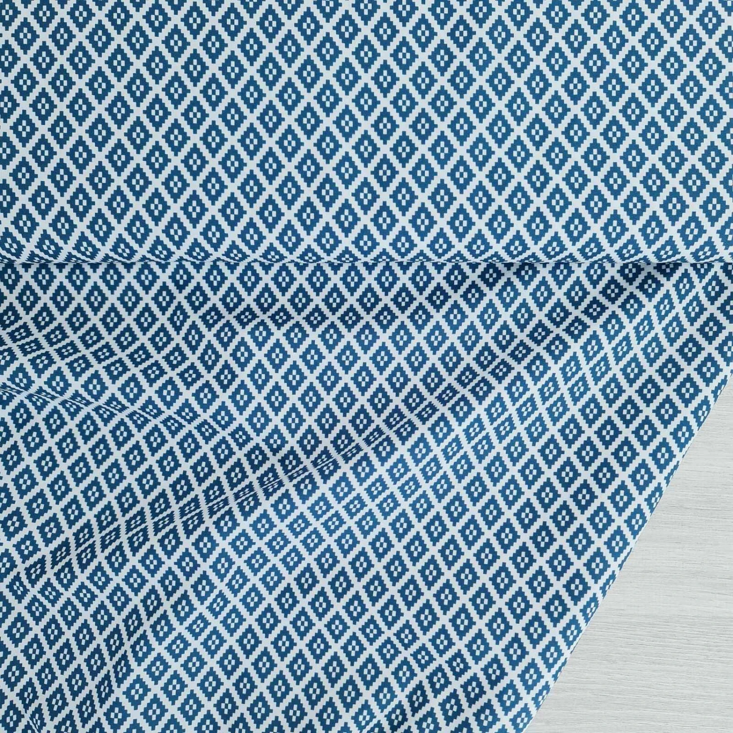 European Lightweight Woven Cotton, Oeko-Tex, Mini Tiles Blue 1 European Lightweight Woven Cotton, Oeko-Tex, Mini Tiles Blue