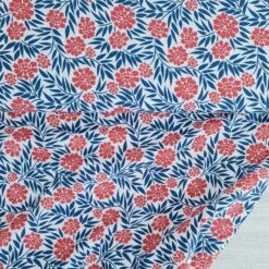 European Lightweight Woven Cotton, Oeko-Tex, Flowers Red Blue