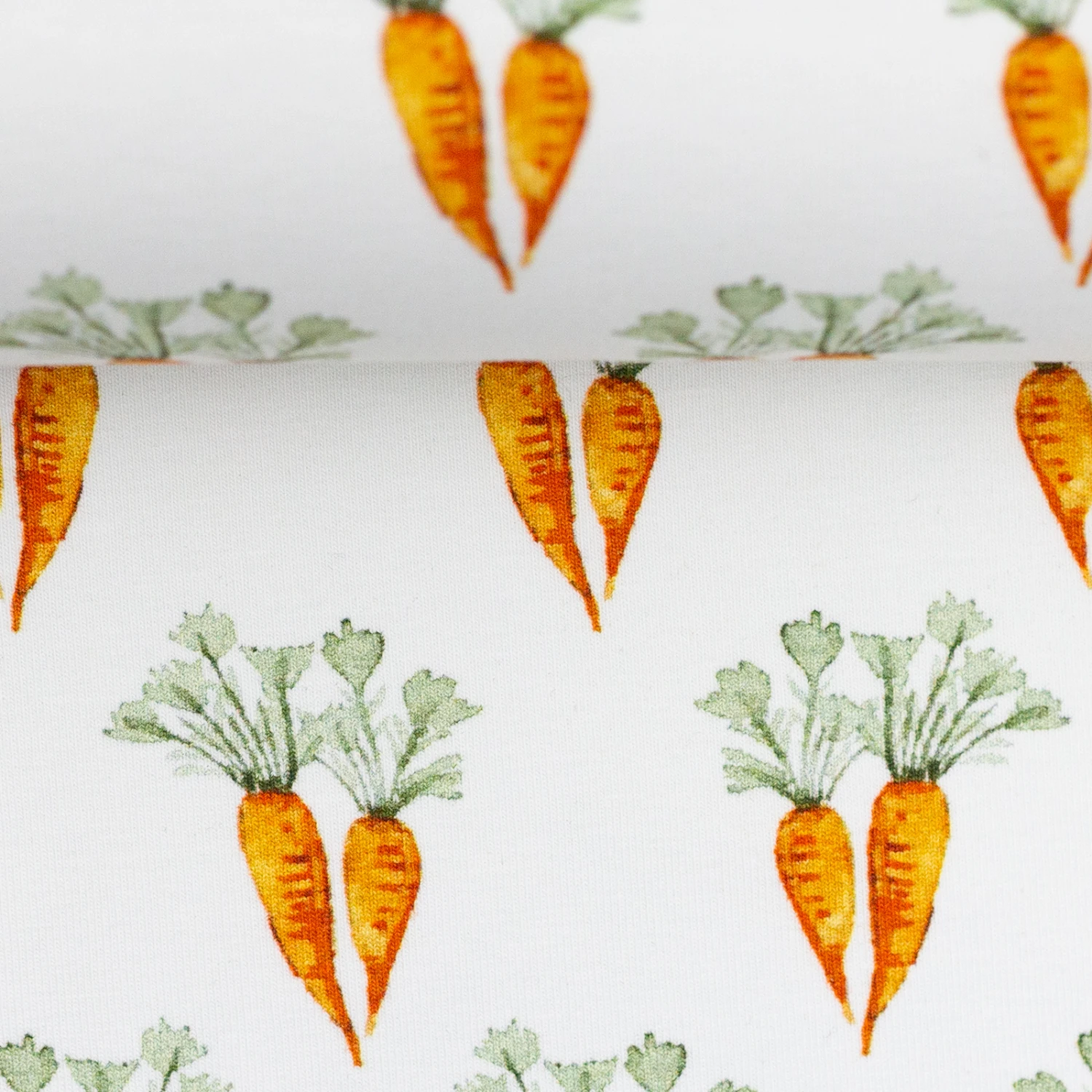 *REMNANT 103cm* European Cotton Elastane Jersey, Oeko Tex, Carrots White 2 *REMNANT 103cm* European Cotton Elastane Jersey, Oeko Tex, Carrots White - Image 2