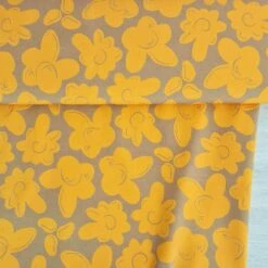 European Modal Blend French Terry Knit, Flowers Golden