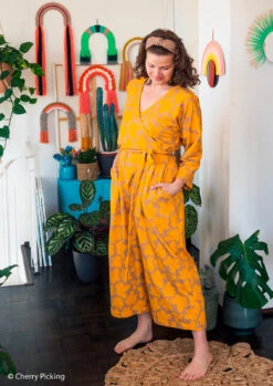 European Modal Blend French Terry Knit, Flowers Golden -Tailor Supplies Sales 2024 8141 3