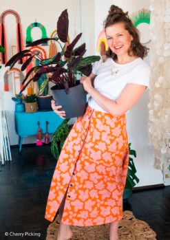 European Modal Blend French Terry Knit, Flowers Golden -Tailor Supplies Sales 2024 8141 5