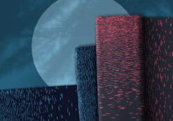 European Cotton Elastane Jersey, Oeko Tex, Water Reflections Raspberry Dark Navy -Tailor Supplies Sales 2024 8171 3