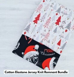 *REMNANT 2 PIECE BUNDLE* European Cotton Elastane Jersey, Oeko-Tex, Xmas Trees & Cats