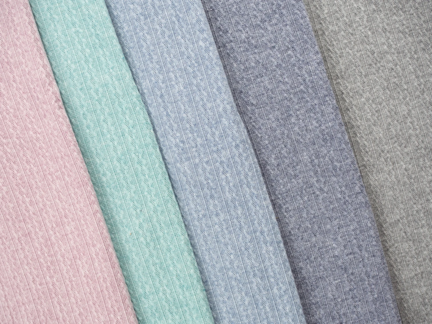 European Cable Jersey Knit, Melange Light Grey 2 European Cable Jersey Knit, Melange Light Grey - Image 2