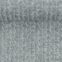 European Cable Jersey Knit, Melange Light Grey
