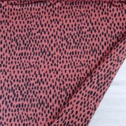 European Modal Blend French Terry Knit, Brush Black & Dark Coral