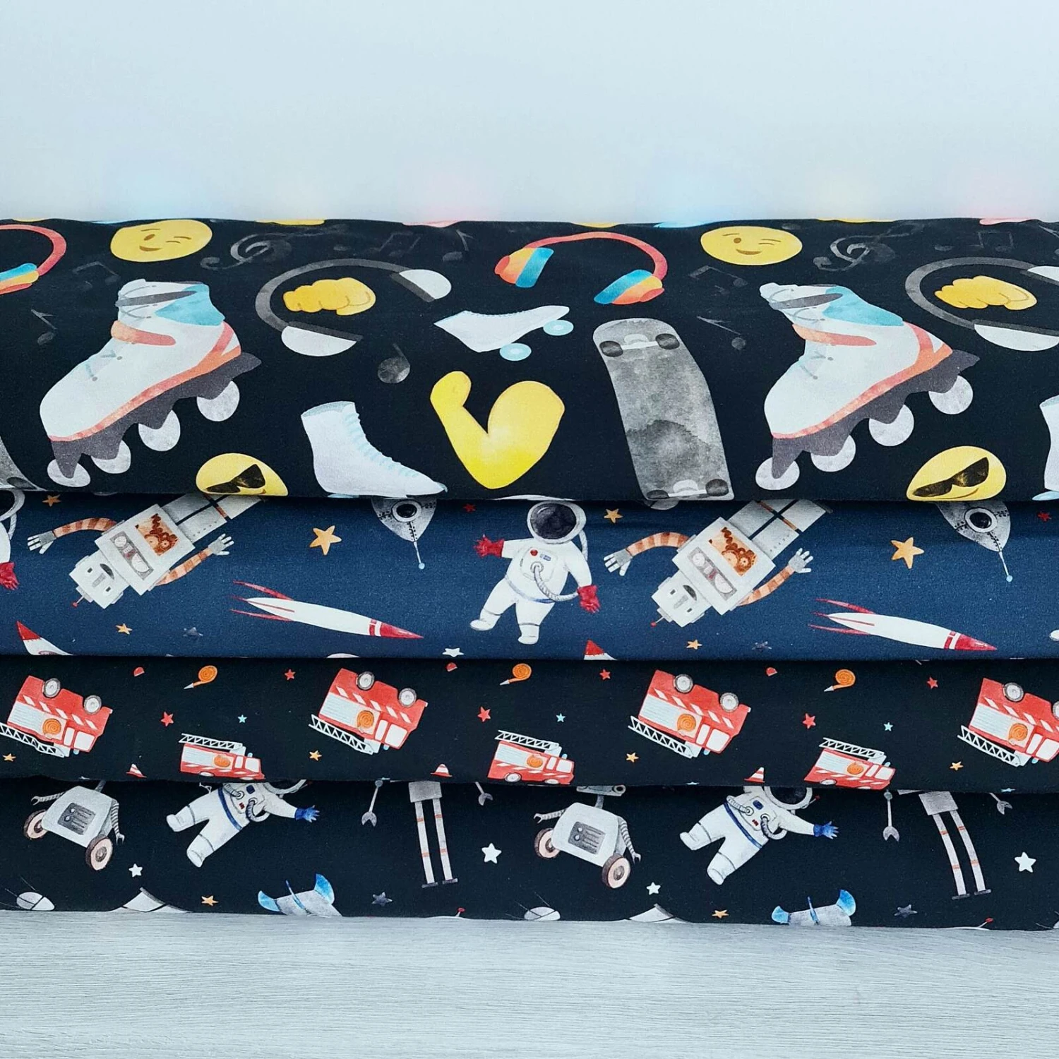 European Knit, Oeko-Tex French Terry, Astronauts & Robots Dark Navy 2 European Knit, Oeko-Tex French Terry, Astronauts & Robots Dark Navy - Image 2