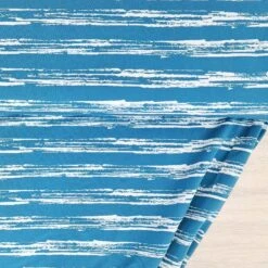 *REMNANT 46cm* European Modal Blend French Terry Knit, Brush Stripes Bondi Blue