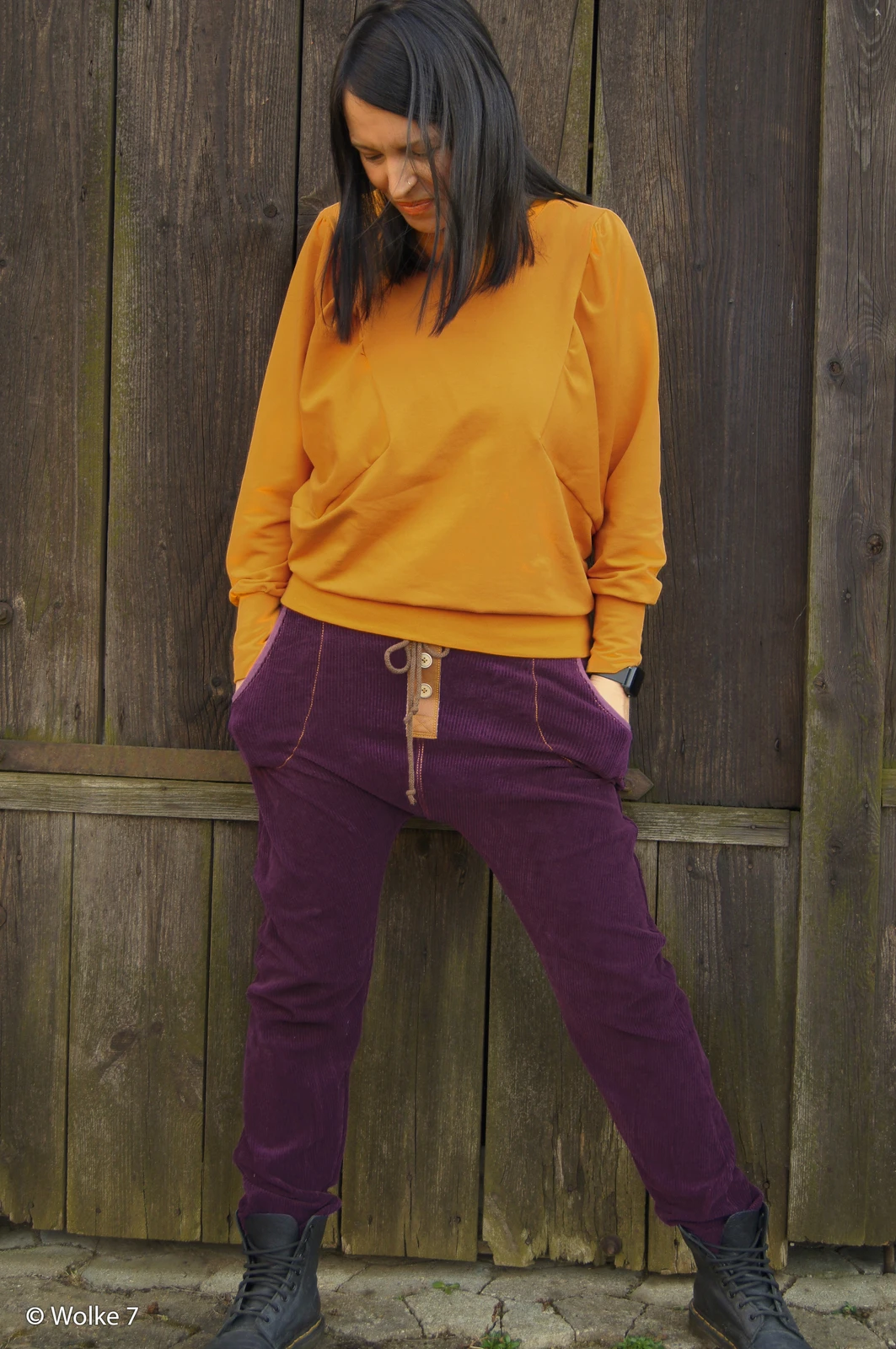 European Stretch Velour Corduroy Jersey, Eggplant 4 European Stretch Velour Corduroy Jersey, Eggplant - Image 4