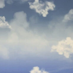 European Modal Blend French Terry Knit, 70cm Repeat, Cloudy Sky Denim Blue/Blue Grey