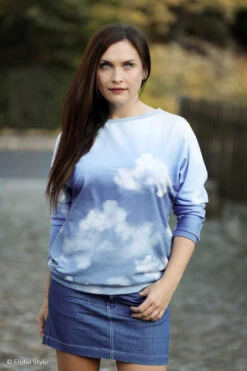 European Modal Blend French Terry Knit, 70cm Repeat, Cloudy Sky Denim Blue/Blue Grey -Tailor Supplies Sales 2024 8377 3