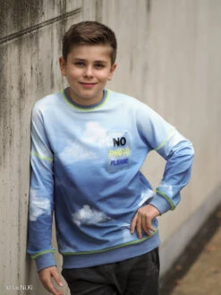 European Modal Blend French Terry Knit, 70cm Repeat, Cloudy Sky Denim Blue/Blue Grey -Tailor Supplies Sales 2024 8377 5