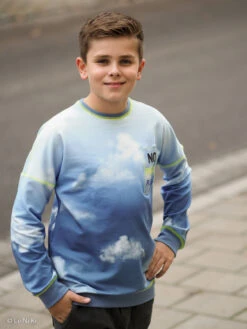 European Modal Blend French Terry Knit, 70cm Repeat, Cloudy Sky Denim Blue/Blue Grey -Tailor Supplies Sales 2024 8377 6