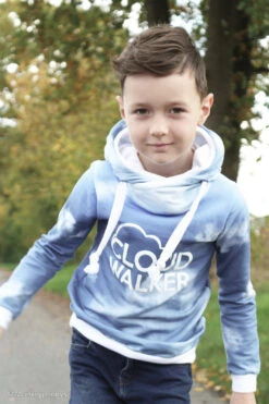 European Modal Blend French Terry Knit, 70cm Repeat, Cloudy Sky Denim Blue/Blue Grey -Tailor Supplies Sales 2024 8377 7