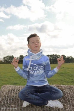 European Modal Blend French Terry Knit, 70cm Repeat, Cloudy Sky Denim Blue/Blue Grey -Tailor Supplies Sales 2024 8377 8