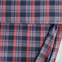 European Cotton Flannel, Navy/Red Plaid
