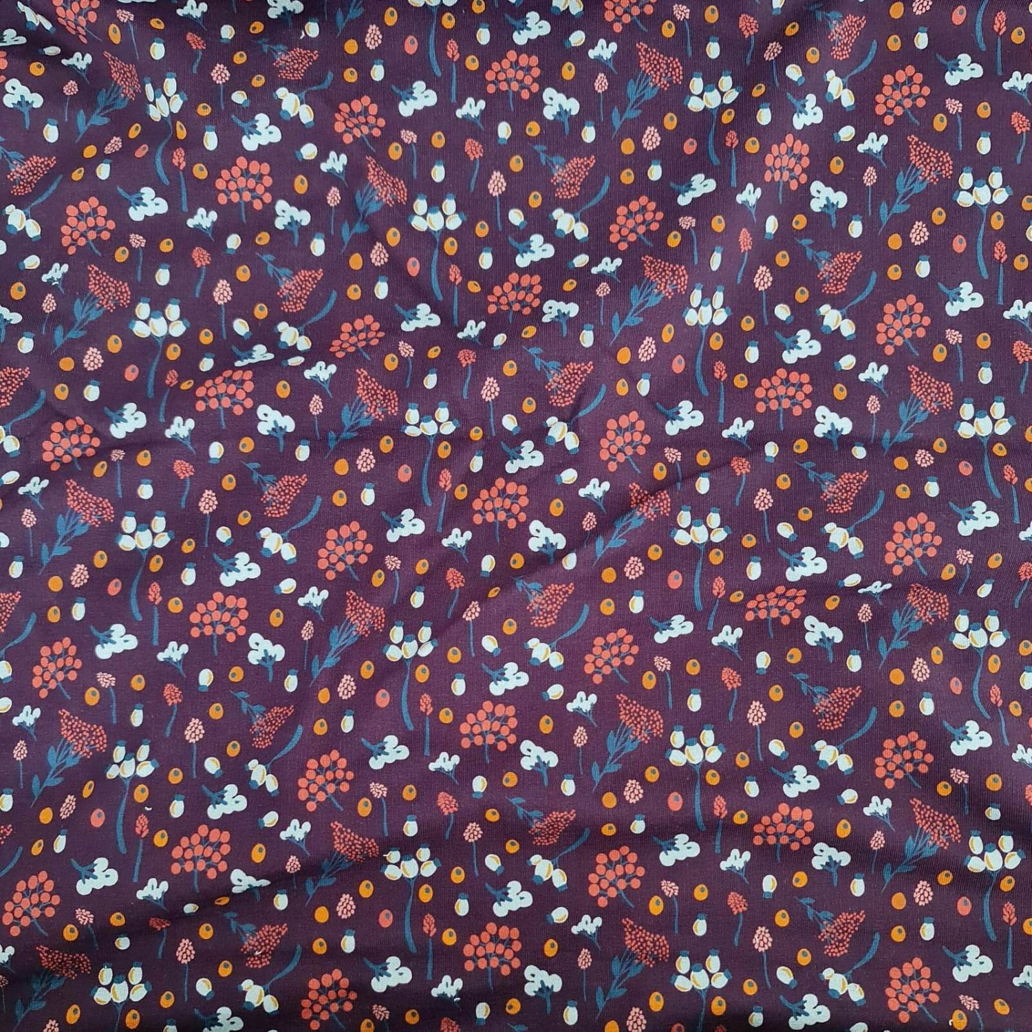 European Knit, Oeko-Tex French Terry, Autumn Berries Eggplant 1 European Knit, Oeko-Tex French Terry, Autumn Berries Eggplant