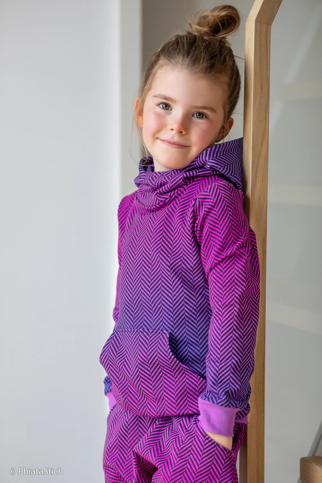 European Knit, Oeko-Tex French Terry Cosy, Small Zig+Zag Purple Pink Ombre 4 European Knit, Oeko-Tex French Terry Cosy, Small Zig+Zag Purple Pink Ombre - Image 4