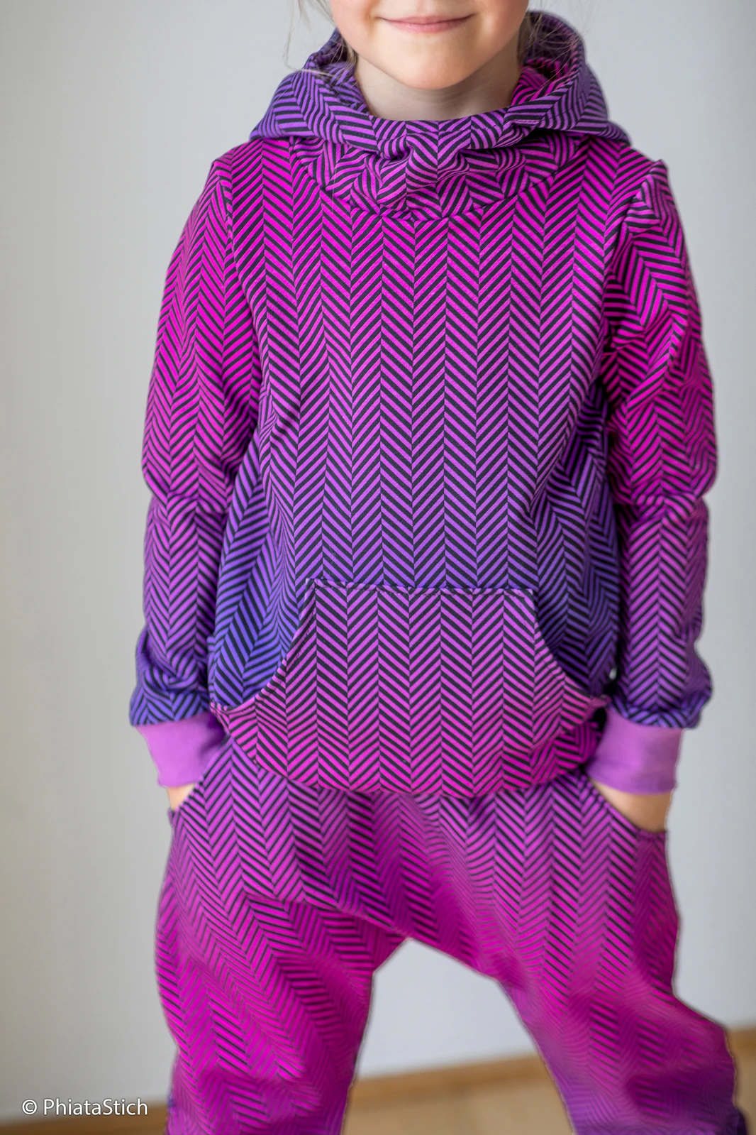 European Knit, Oeko-Tex French Terry Cosy, Small Zig+Zag Purple Pink Ombre 7 European Knit, Oeko-Tex French Terry Cosy, Small Zig+Zag Purple Pink Ombre - Image 7