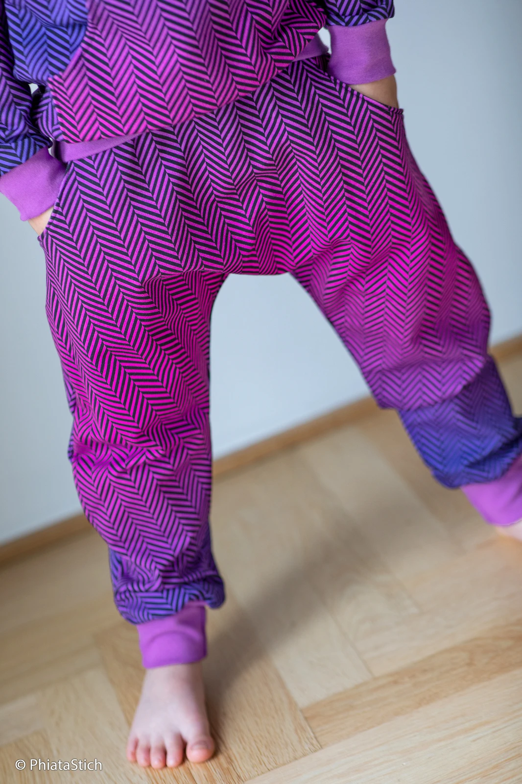 European Knit, Oeko-Tex French Terry Cosy, Small Zig+Zag Purple Pink Ombre 8 European Knit, Oeko-Tex French Terry Cosy, Small Zig+Zag Purple Pink Ombre - Image 8