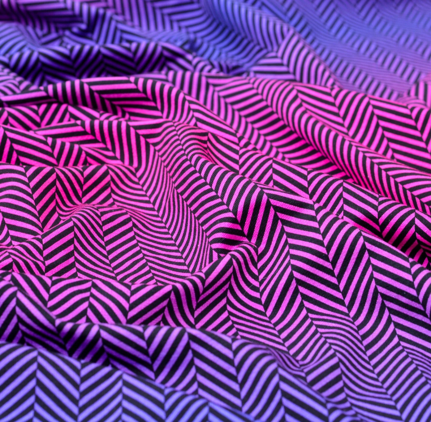 European Knit, Oeko-Tex French Terry Cosy, Small Zig+Zag Purple Pink Ombre 1 European Knit, Oeko-Tex French Terry Cosy, Small Zig+Zag Purple Pink Ombre