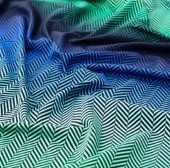 European Knit, Oeko-Tex French Terry Cosy, Small Zig+Zag Mint Blue Ombre