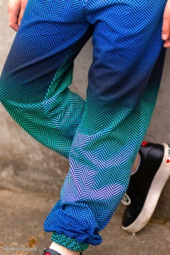 European Knit, Oeko-Tex French Terry Cosy, Small Zig+Zag Mint Blue Ombre -Tailor Supplies Sales 2024 8512 3