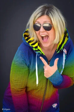 European Knit, Oeko-Tex French Terry Cosy, Small Zig+Zag Rainbow Ombre -Tailor Supplies Sales 2024 8513 2