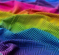 European Knit, Oeko-Tex French Terry Cosy, Small Zig+Zag Rainbow Ombre