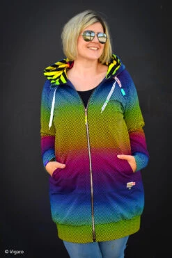 European Knit, Oeko-Tex French Terry Cosy, Small Zig+Zag Rainbow Ombre -Tailor Supplies Sales 2024 8513 3