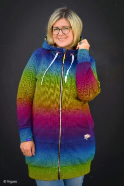 European Knit, Oeko-Tex French Terry Cosy, Small Zig+Zag Rainbow Ombre -Tailor Supplies Sales 2024 8513 8