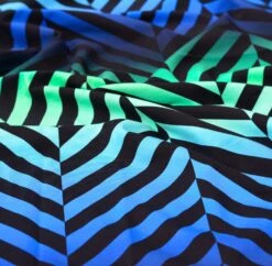 European Knit, Oeko-Tex French Terry Cosy, Large Zig+Zag Mint Blue Ombre