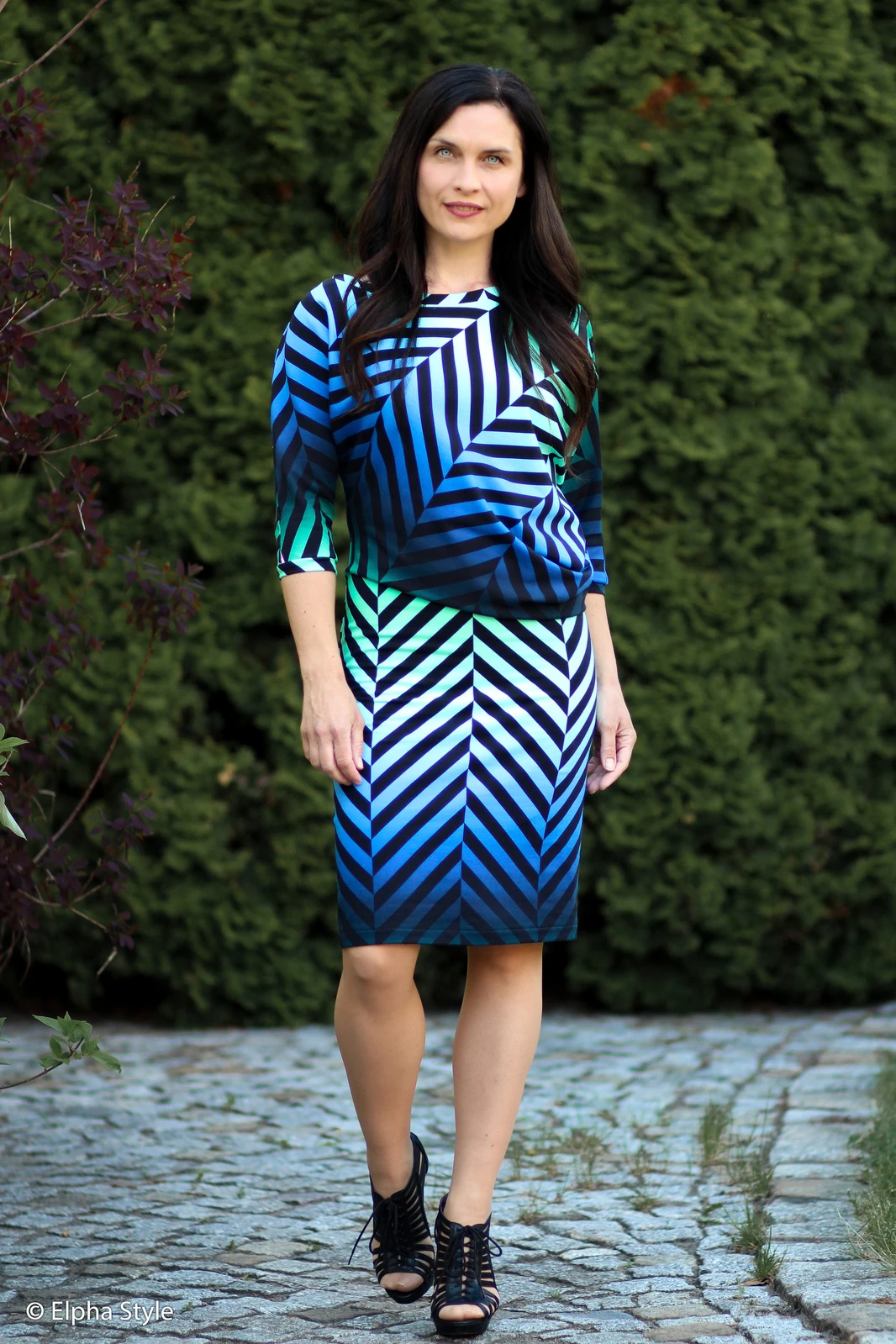 European Knit, Oeko-Tex French Terry Cosy, Large Zig+Zag Mint Blue Ombre 4 European Knit, Oeko-Tex French Terry Cosy, Large Zig+Zag Mint Blue Ombre - Image 4