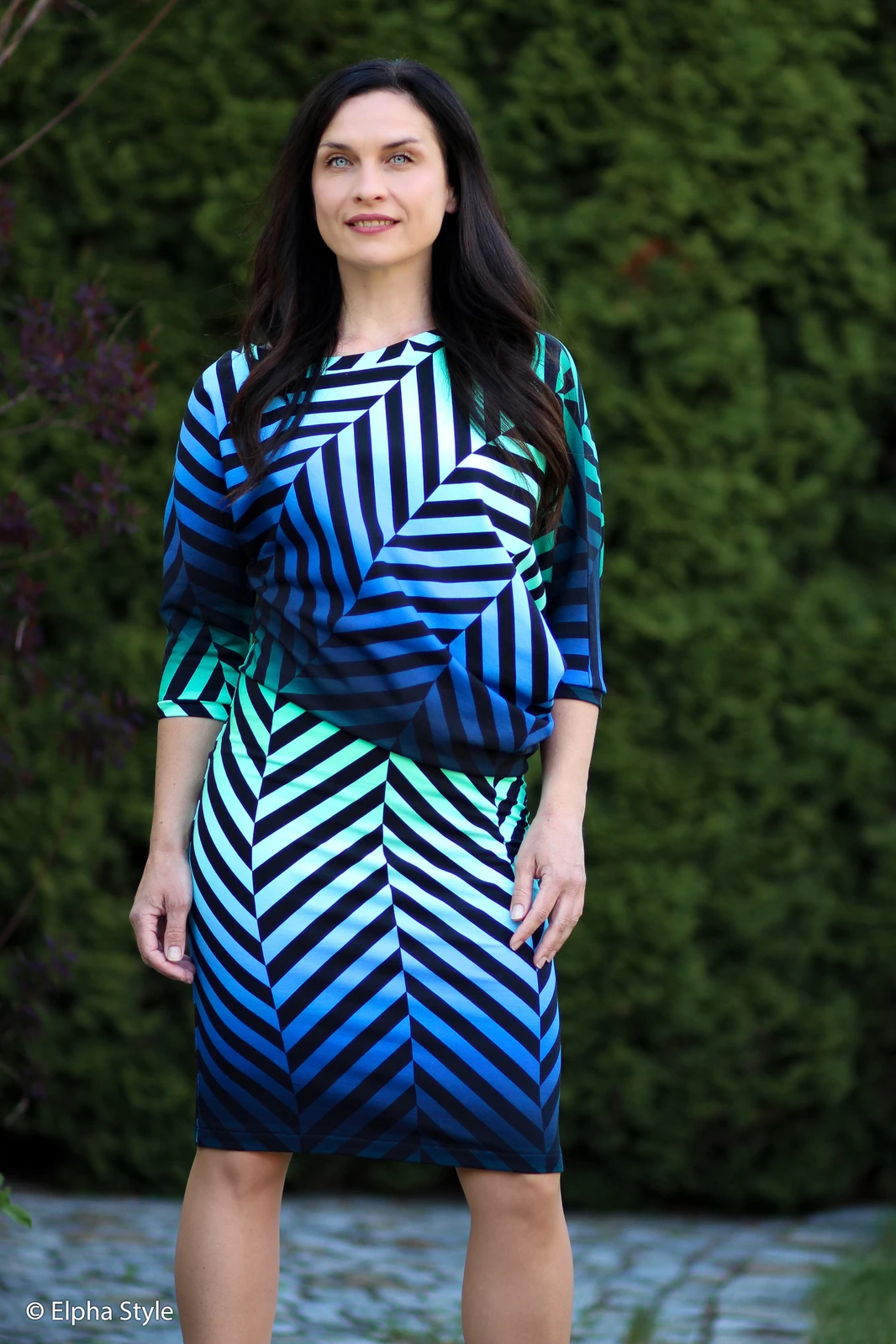 European Knit, Oeko-Tex French Terry Cosy, Large Zig+Zag Mint Blue Ombre 5 European Knit, Oeko-Tex French Terry Cosy, Large Zig+Zag Mint Blue Ombre - Image 5