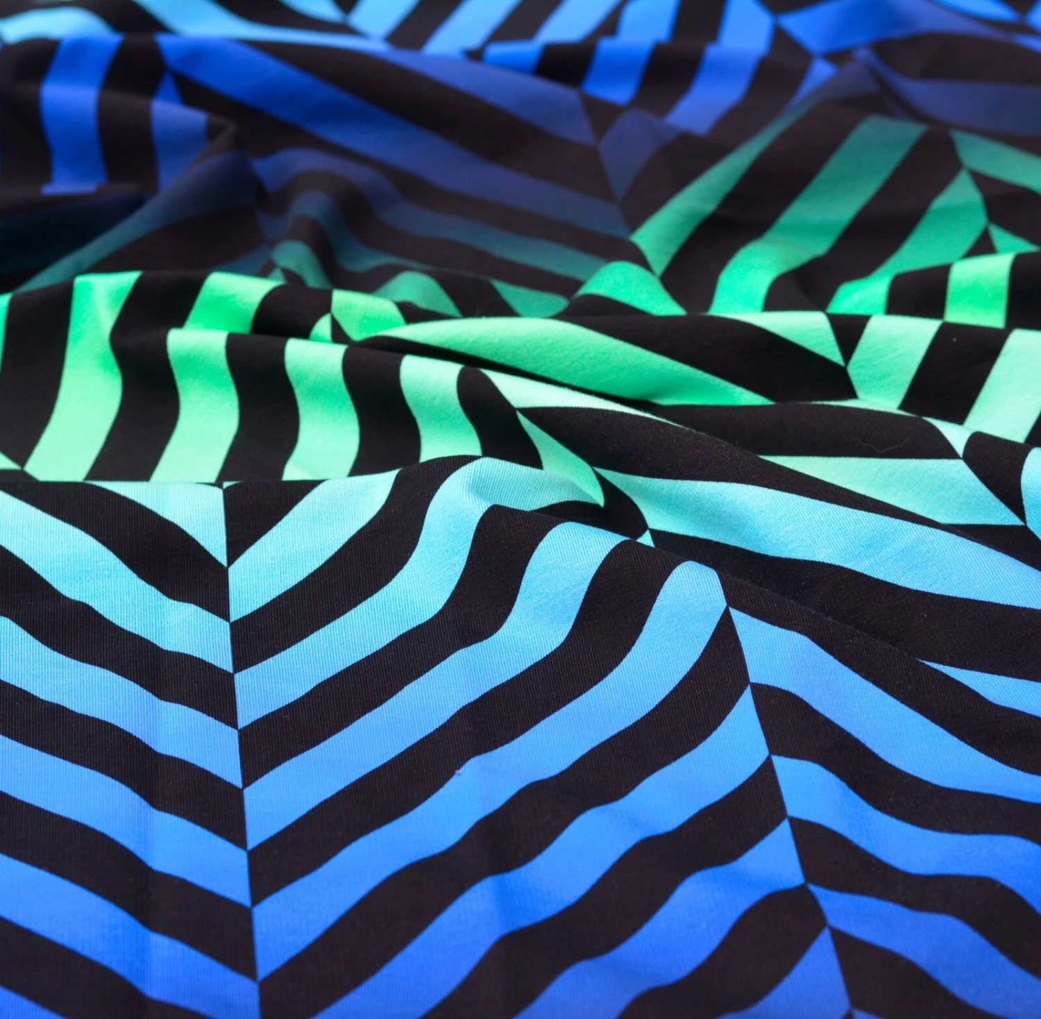 European Knit, Oeko-Tex French Terry Cosy, Large Zig+Zag Mint Blue Ombre 1 European Knit, Oeko-Tex French Terry Cosy, Large Zig+Zag Mint Blue Ombre