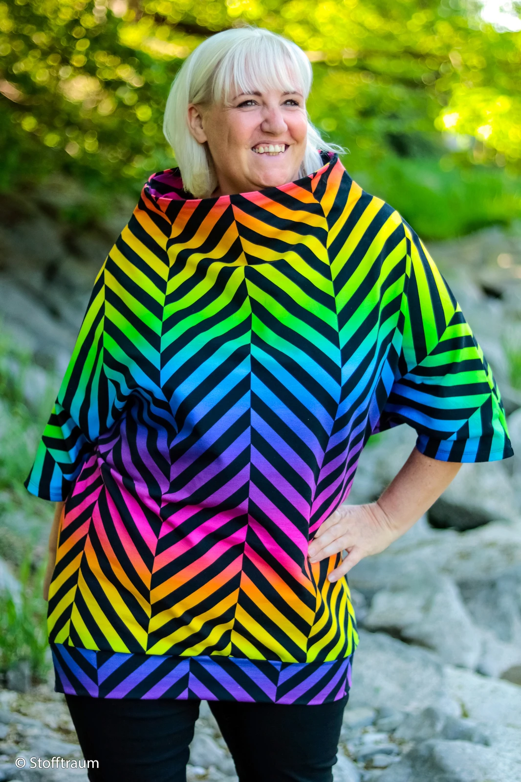 European Knit, Oeko-Tex French Terry Cosy, Large Zig+Zag Rainbow Ombre 2 European Knit, Oeko-Tex French Terry Cosy, Large Zig+Zag Rainbow Ombre - Image 2