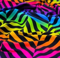 European Knit, Oeko-Tex French Terry Cosy, Large Zig+Zag Rainbow Ombre