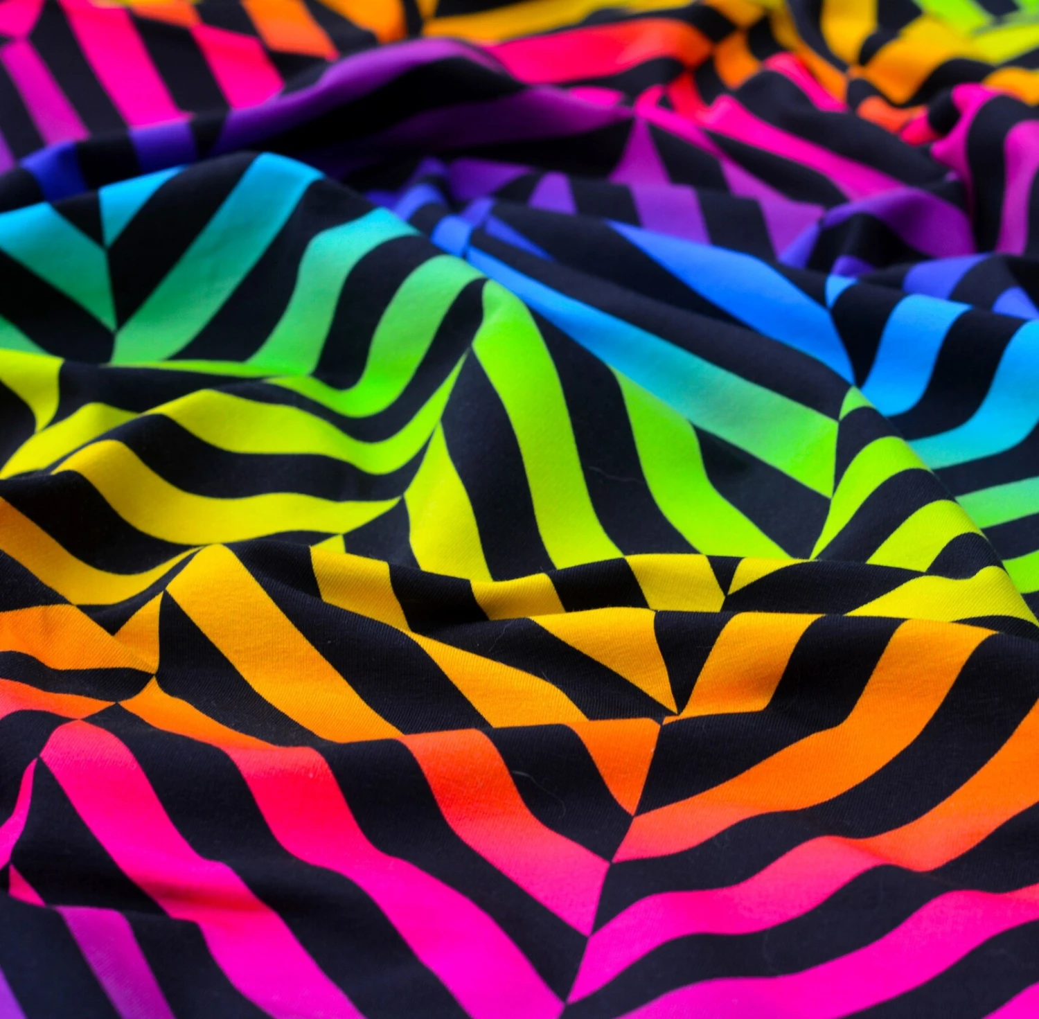 European Knit, Oeko-Tex French Terry Cosy, Large Zig+Zag Rainbow Ombre 1 European Knit, Oeko-Tex French Terry Cosy, Large Zig+Zag Rainbow Ombre