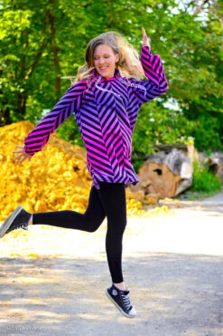 European Knit, Oeko-Tex French Terry Cosy, Large Zig+Zag Purple Pink Ombre -Tailor Supplies Sales 2024 8516 4