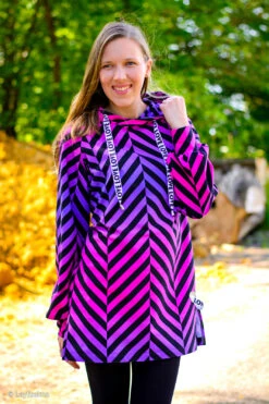 European Knit, Oeko-Tex French Terry Cosy, Large Zig+Zag Purple Pink Ombre -Tailor Supplies Sales 2024 8516 8