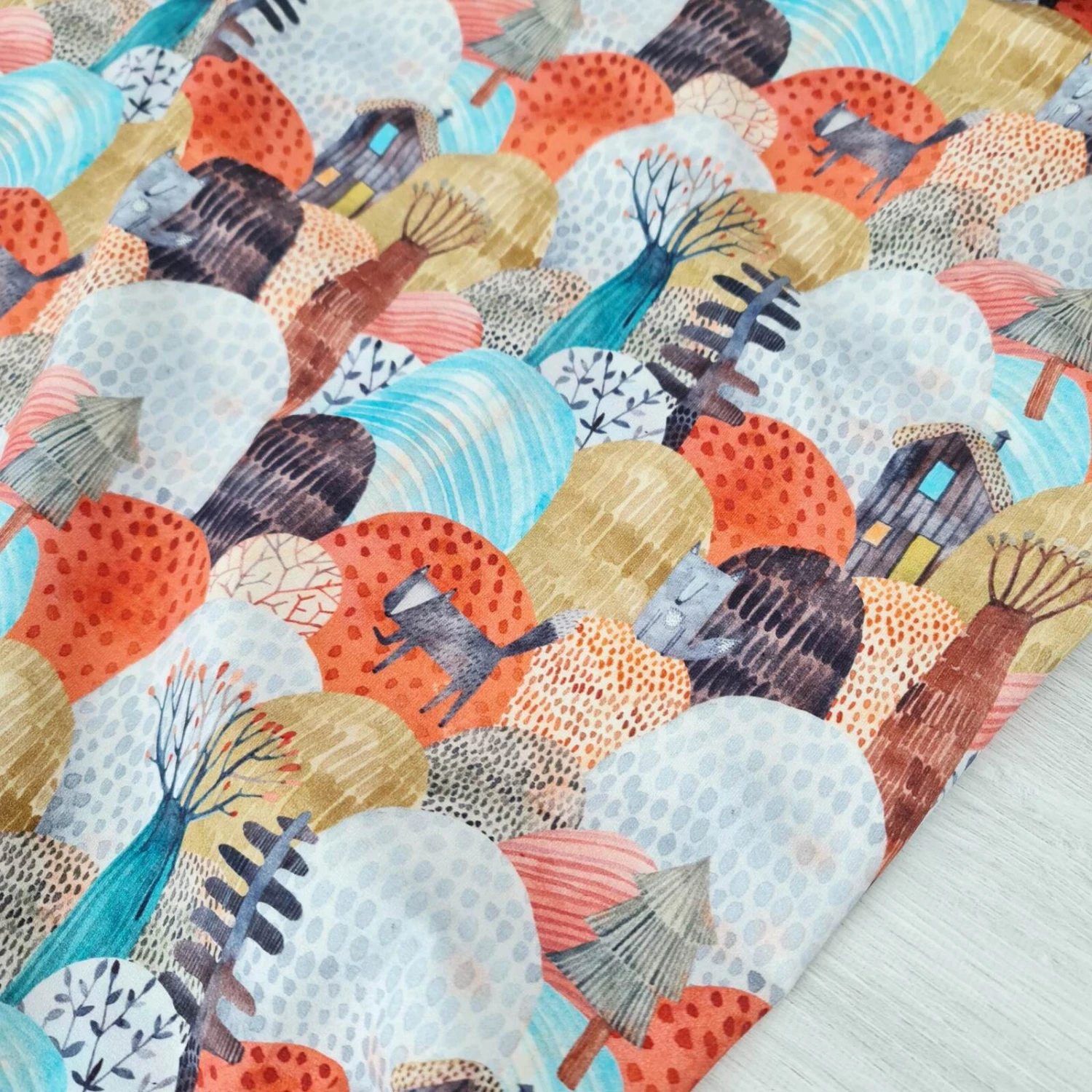 European Cotton Elastane Jersey, Oeko Tex, Scandi Hills Multi 2 European Cotton Elastane Jersey, Oeko Tex, Scandi Hills Multi - Image 2