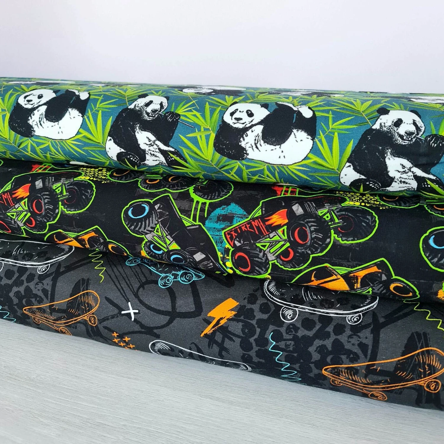 *REMNANT 74cm* European Knit, Oeko-Tex French Terry, Panda Play 3 *REMNANT 74cm* European Knit, Oeko-Tex French Terry, Panda Play - Image 3