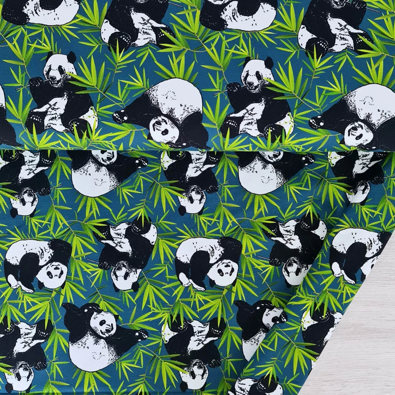 *REMNANT 74cm* European Knit, Oeko-Tex French Terry, Panda Play 1 *REMNANT 74cm* European Knit, Oeko-Tex French Terry, Panda Play