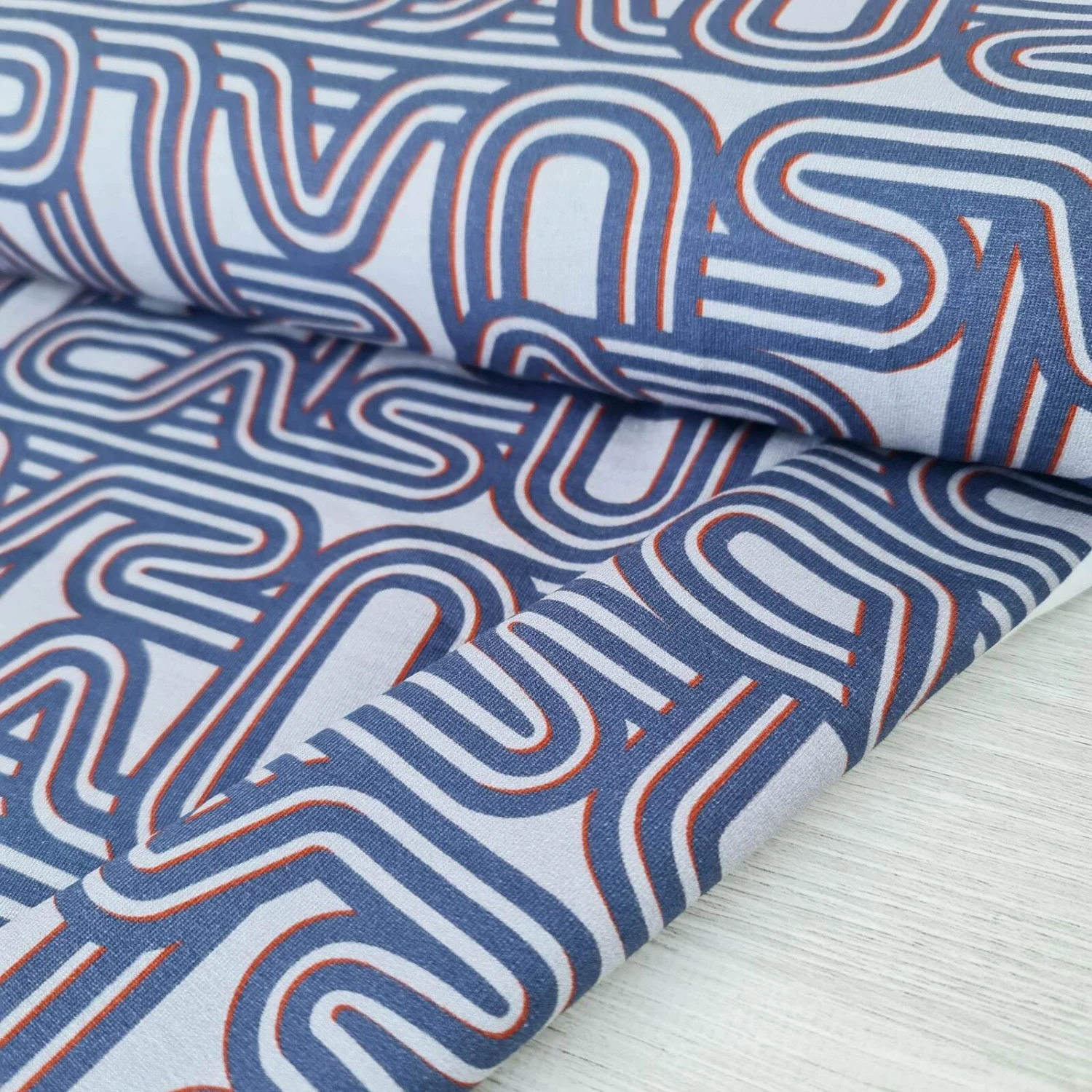 European Knit, Oeko-Tex French Terry Cosy, Casual Lines Denim Blue/Grey 2 European Knit, Oeko-Tex French Terry Cosy, Casual Lines Denim Blue/Grey - Image 2