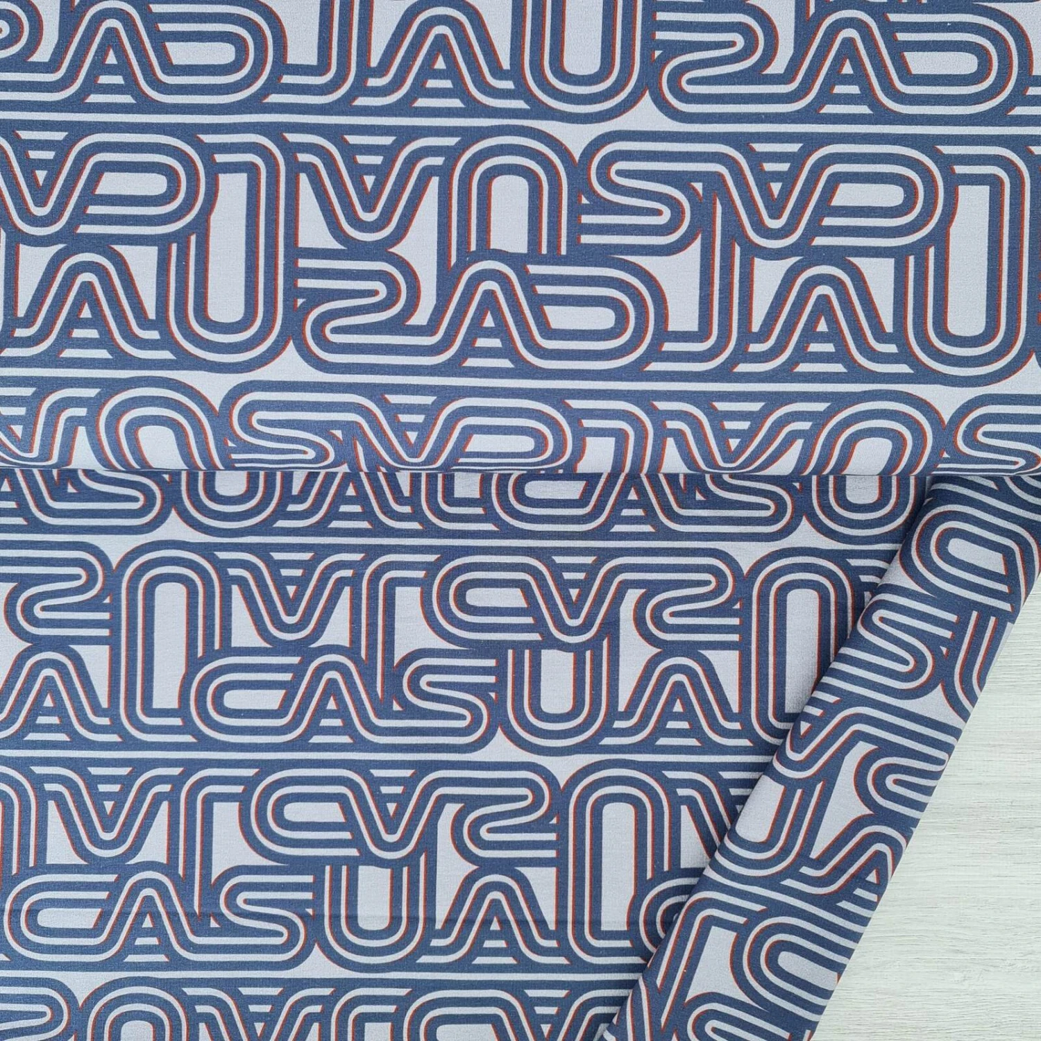 European Knit, Oeko-Tex French Terry Cosy, Casual Lines Denim Blue/Grey 1 European Knit, Oeko-Tex French Terry Cosy, Casual Lines Denim Blue/Grey